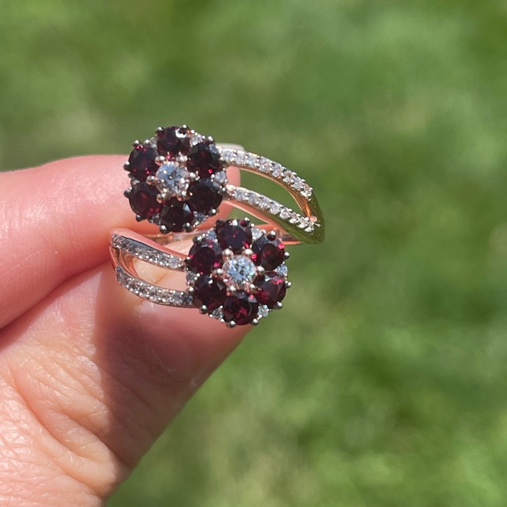 BOGO Anthill Garnet Floral Wrap Ring